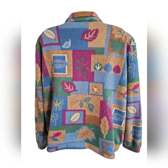 Teddi XL Vintage Floral Patchwork Zip Fleece Jacket Cozy Y2K Country Prairie - Picture 3 of 6